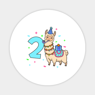 I am 2 with Lama - kids birthday 2 years old Magnet